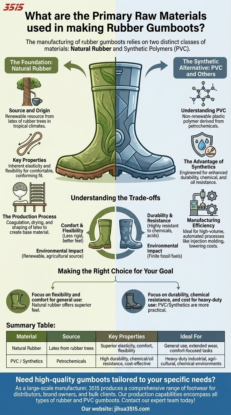 Quais são as matérias-primas principais para galochas de borracha? Borracha Natural vs. Sintéticos Explicados Guia Visual