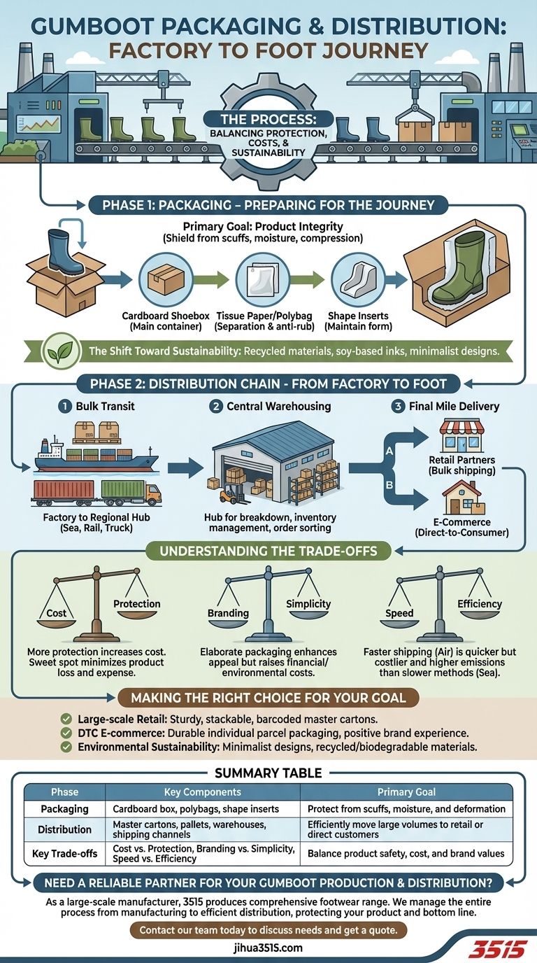 ¿Cómo se empaquetan y distribuyen las botas de agua? Garantice la integridad del producto desde la fábrica hasta el cliente Guía Visual