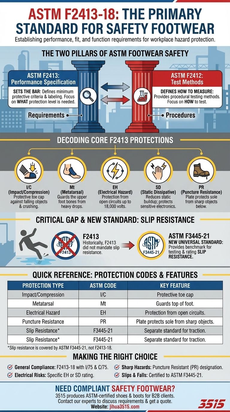 Qual è lo standard ASTM principale per le calzature di sicurezza? La tua guida alla conformità F2413-18 Guida Visiva