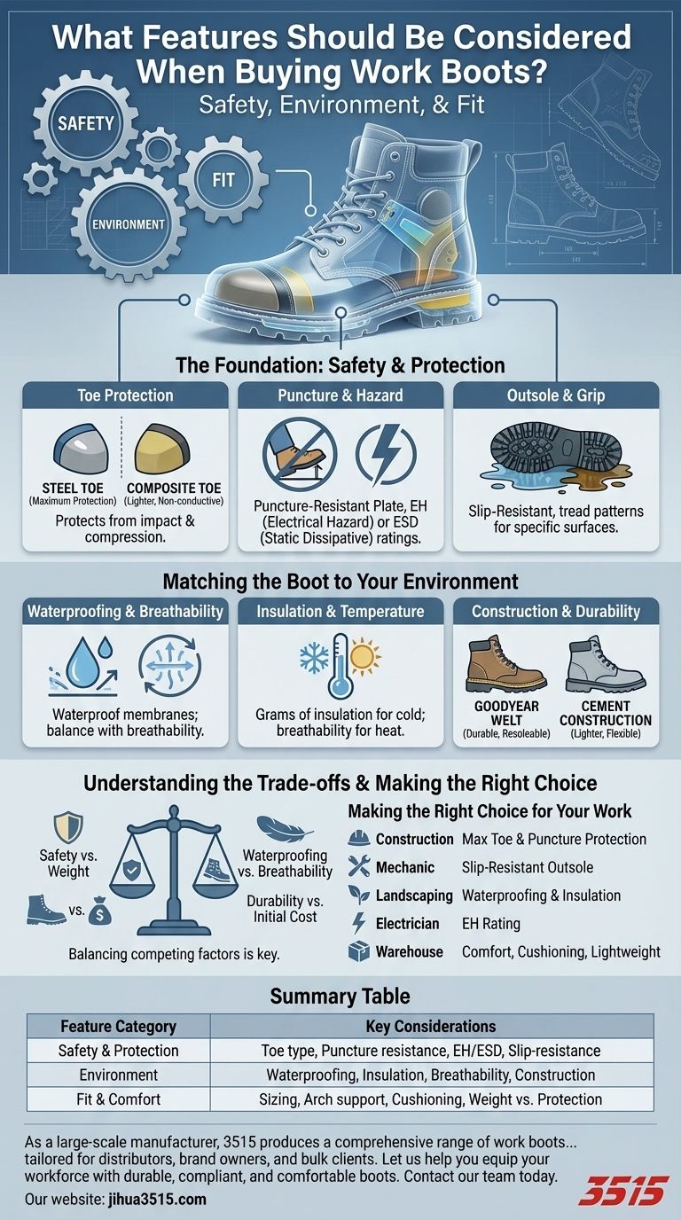 What features should be considered when buying work boots? A Guide to Safety, Comfort, and Durability Visual Guide