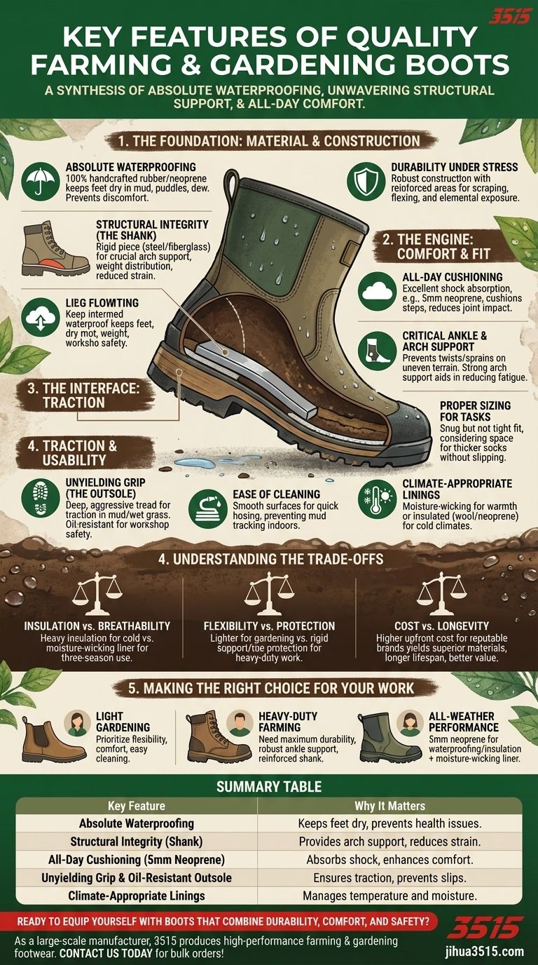Каковы ключевые особенности качественных сапог для фермерства и садоводства? Важно для долговечности и комфорта Визуальное руководство