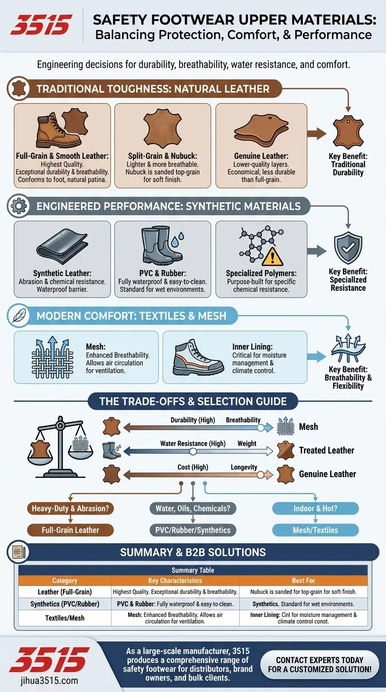 Quels matériaux sont utilisés pour la partie supérieure des chaussures de sécurité ? Choisissez la bonne protection pour votre travail Guide Visuel