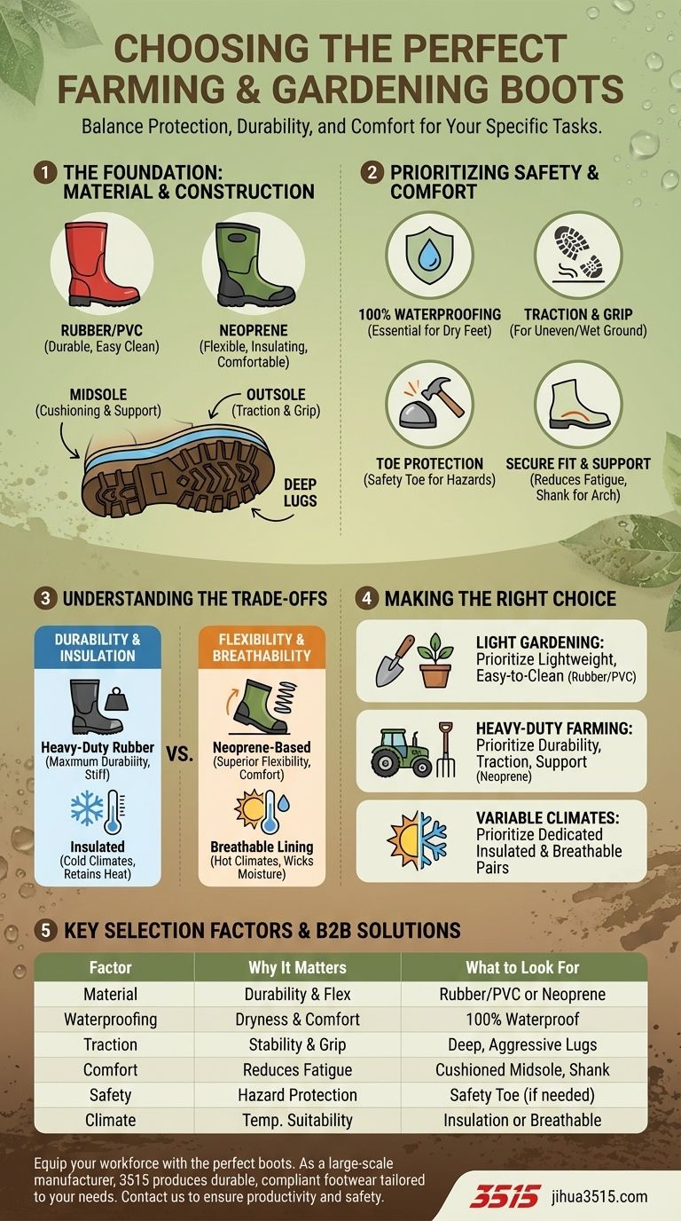 농업 및 원예용 부츠를 선택할 때 고려해야 할 요소는 무엇인가요? 당신에게 이상적인 작업 부츠를 찾아보세요. 시각적 가이드