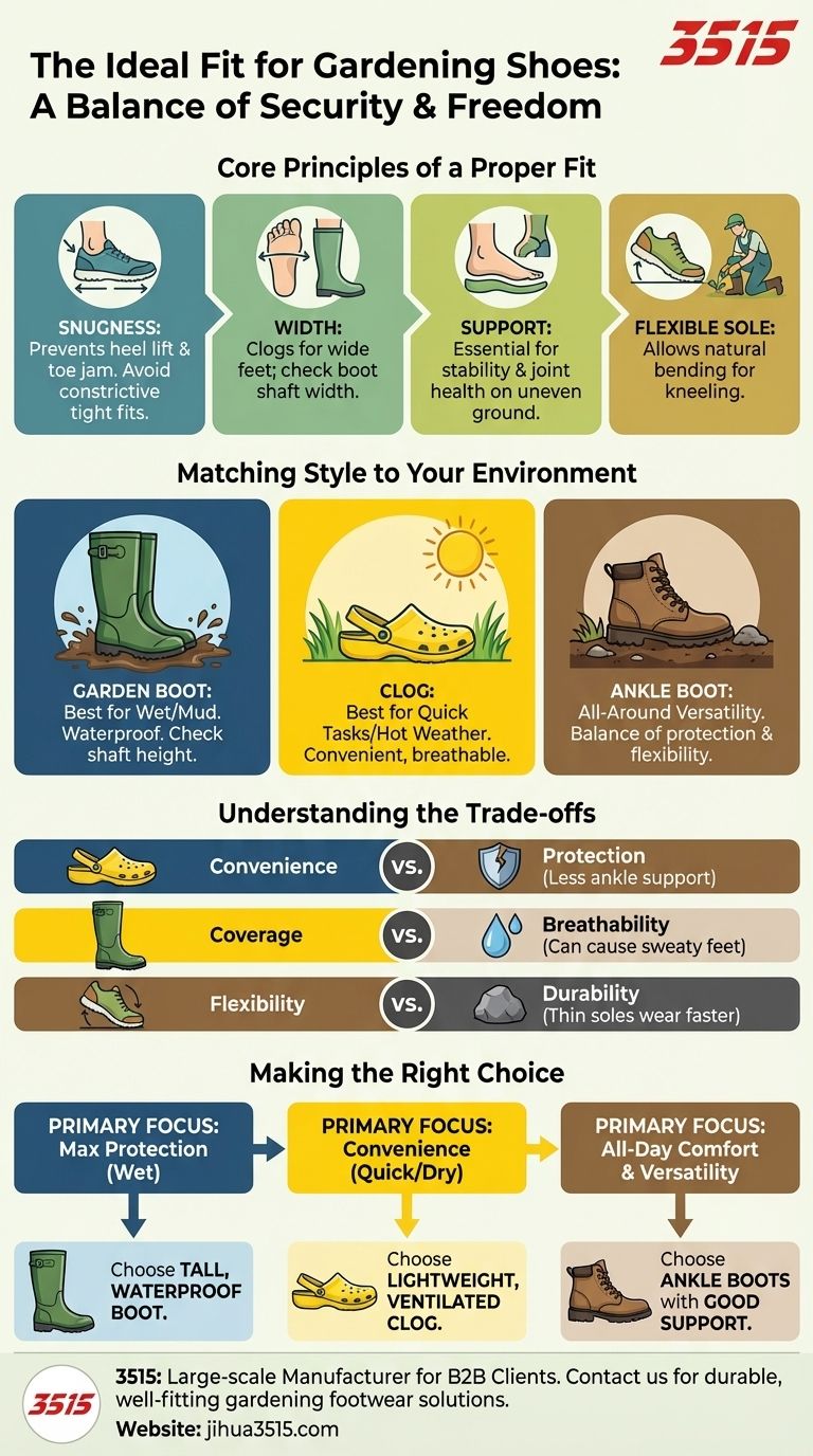 ¿Qué debes considerar sobre el ajuste de los zapatos de jardinería? Encuentra el equilibrio perfecto entre comodidad y seguridad Guía Visual
