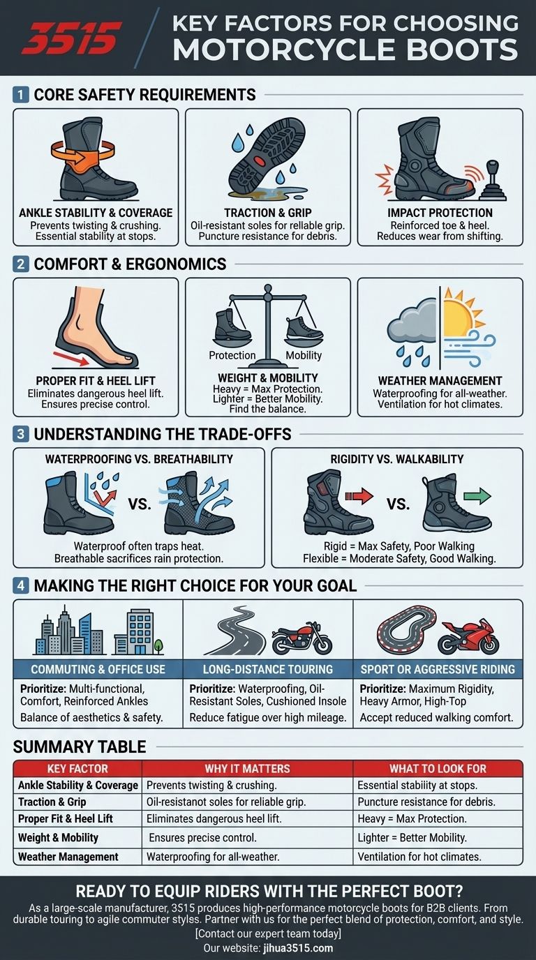 Quais são os fatores-chave a considerar ao escolher botas de motocicleta? Equilibre segurança, conforto e seu estilo de pilotagem Guia Visual