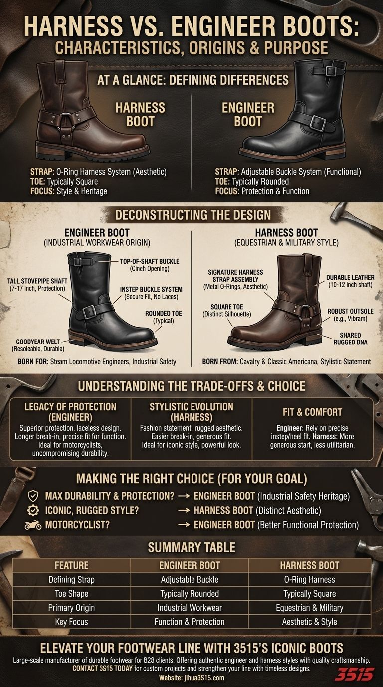 Was sind die Merkmale von Harness- und Engineer-Stiefeln? Definition zweier ikonischer robuster Stile Visuelle Anleitung