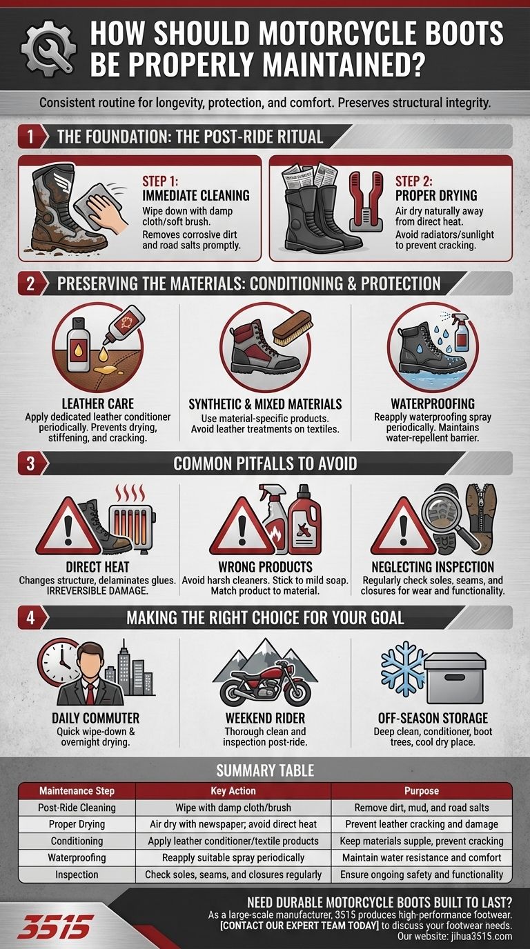 Comment entretenir correctement les bottes de moto ? Un guide pour prolonger leur durée de vie et leur sécurité Guide Visuel