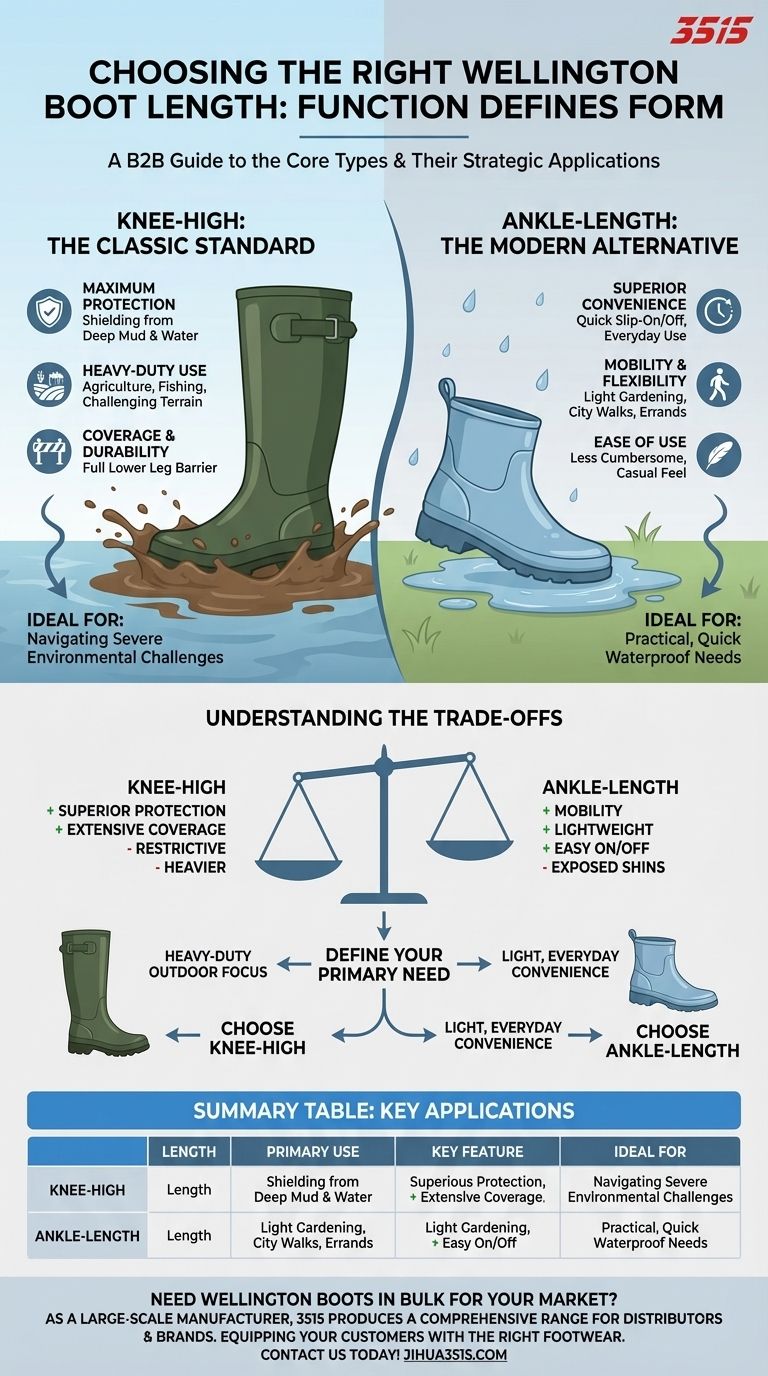 Quais são os comprimentos comuns das galochas? Um guia para proteção máxima vs. conveniência diária Guia Visual