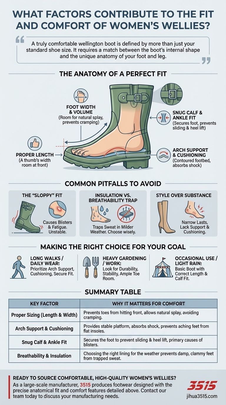 Quels facteurs contribuent à l'ajustement et au confort des bottes de pluie pour femmes ? Un guide pour un confort toute la journée Guide Visuel