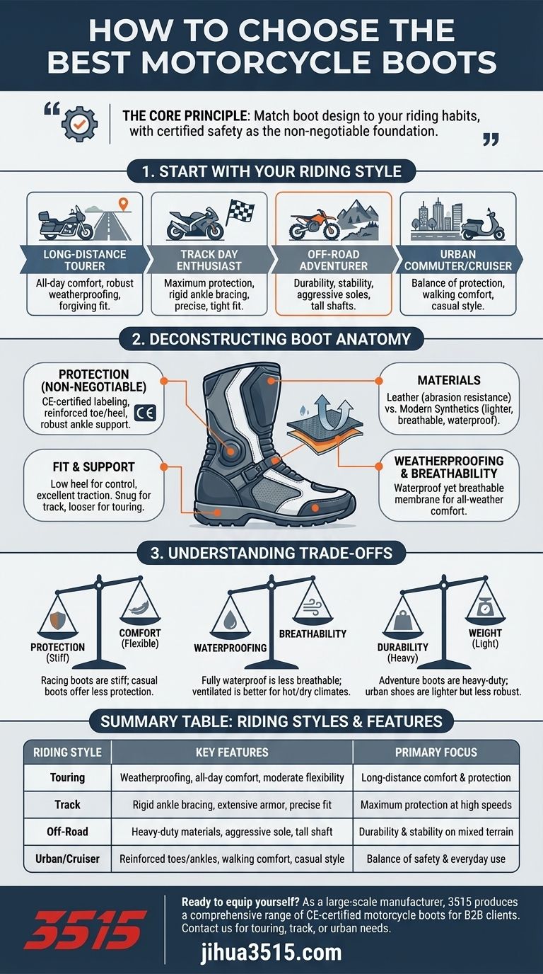 Como os motociclistas devem escolher as melhores botas de motocicleta? Combine seu estilo de pilotagem para máxima segurança e conforto Guia Visual