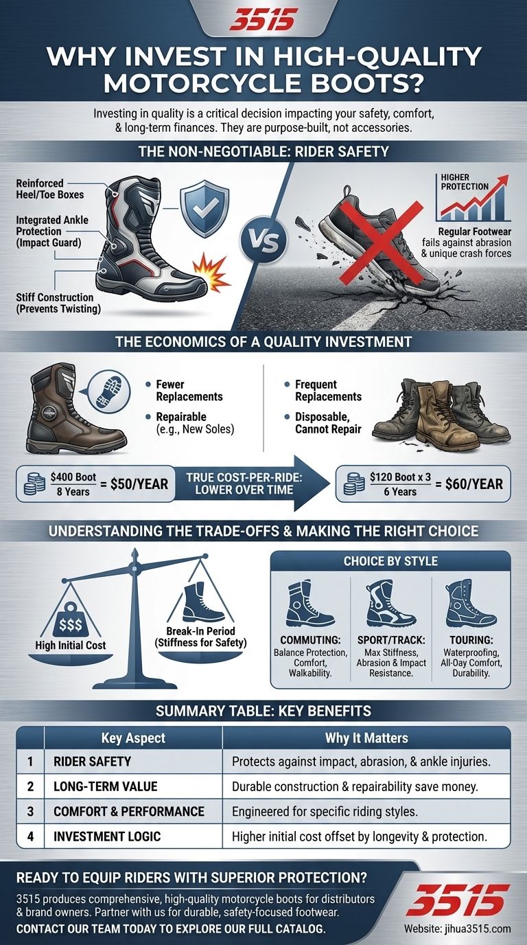 Why is investing in high-quality motorcycle boots important? Essential for Safety, Comfort & Long-Term Value Visual Guide