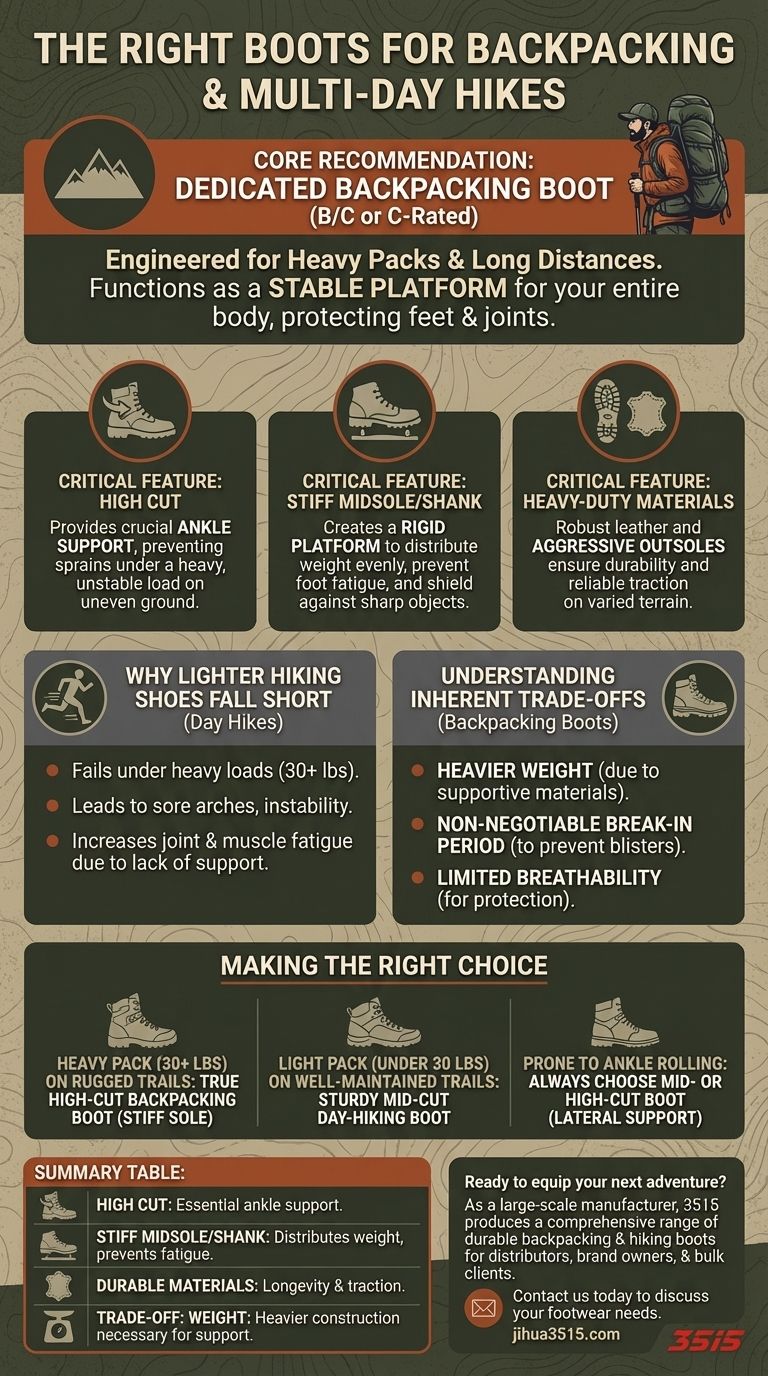 Che tipo di scarponi sono raccomandati per il backpacking e le escursioni di più giorni? Caratteristiche essenziali per carichi pesanti Guida Visiva