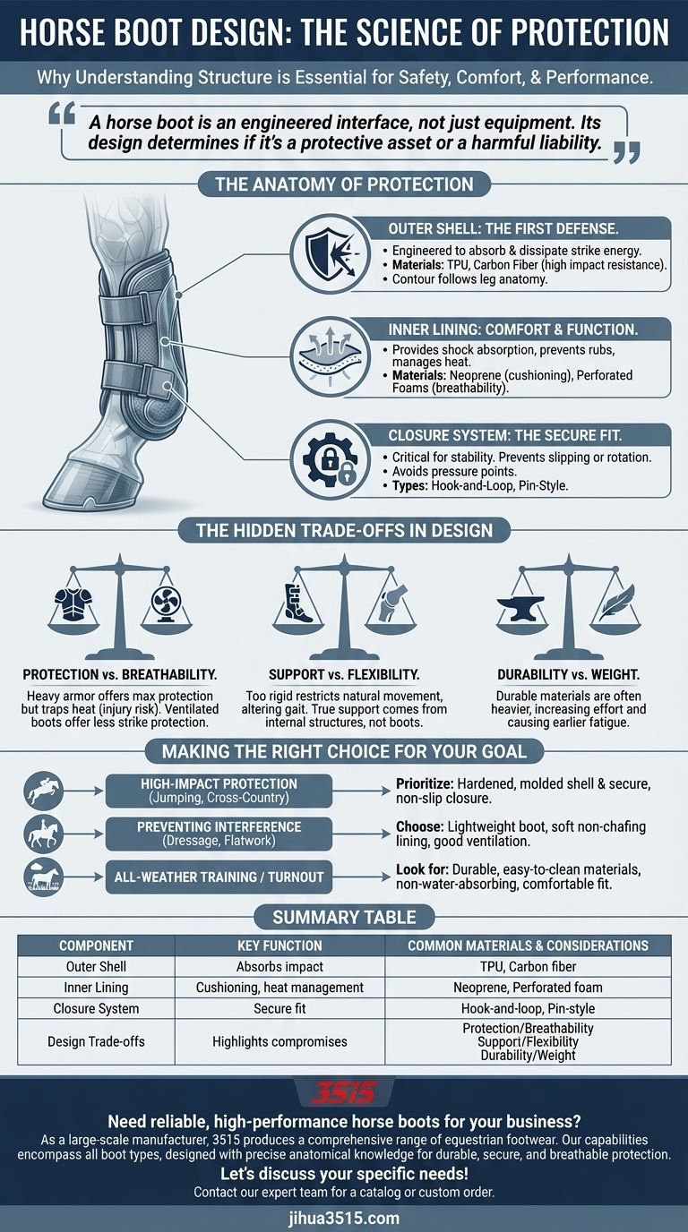Por que é importante entender o design e a estrutura de uma botina para cavalos? Para Segurança e Desempenho Equino Otimizados Guia Visual