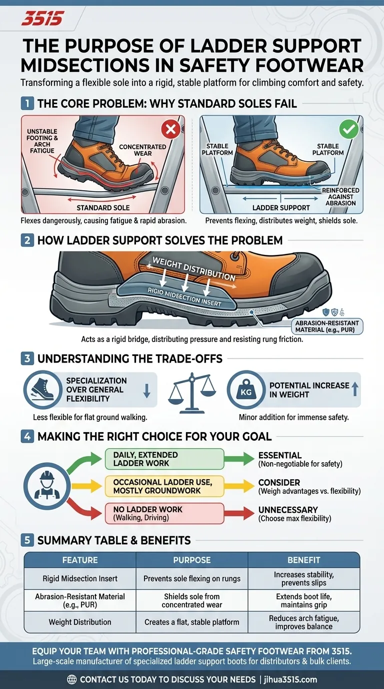 Quel est le but de la section médiane avec insert de support d'échelle dans les chaussures de sécurité ? Améliorer la stabilité et la sécurité Guide Visuel