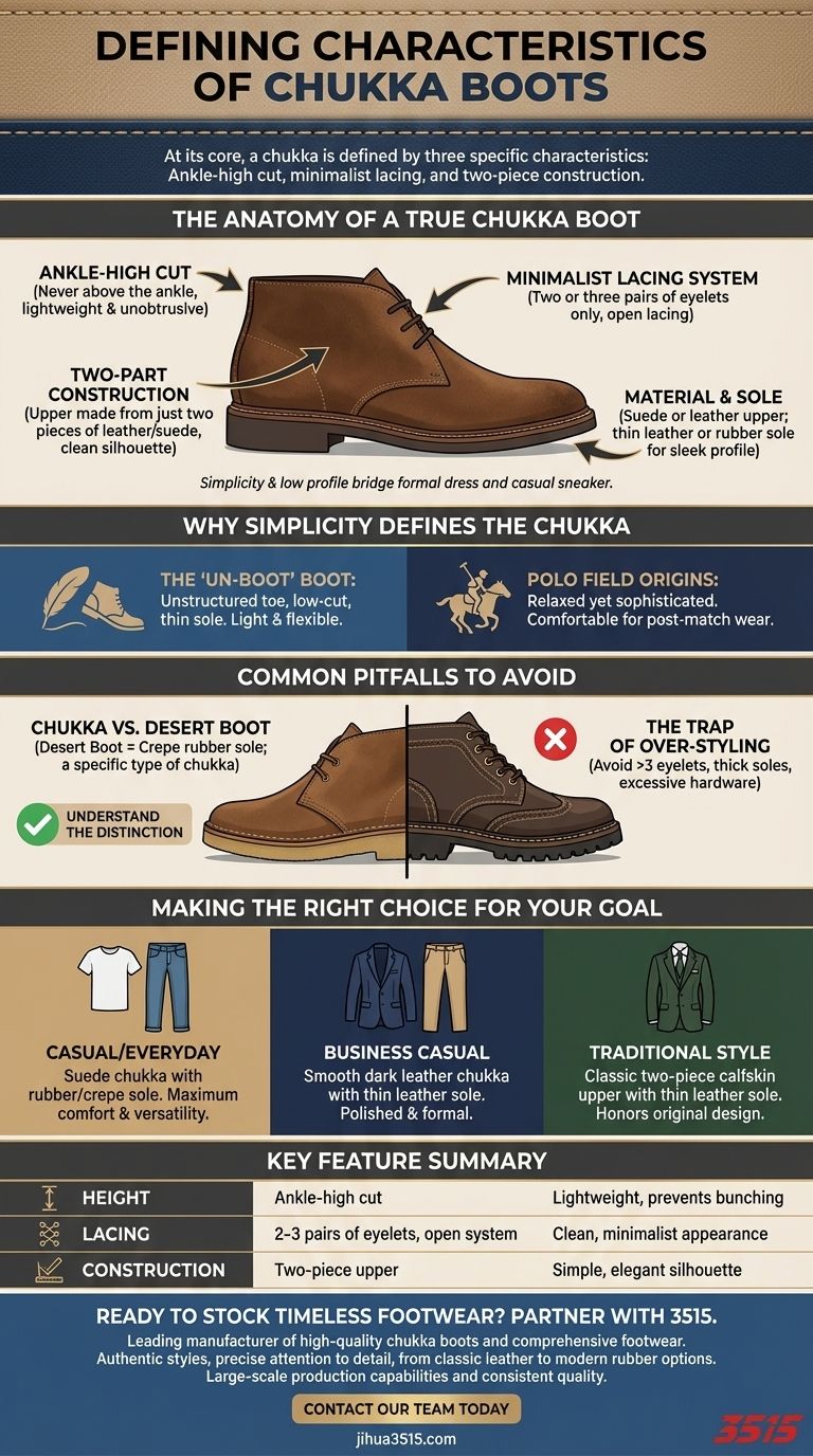 What are the defining characteristics of chukka boots? The Ultimate Guide to Timeless Style Visual Guide