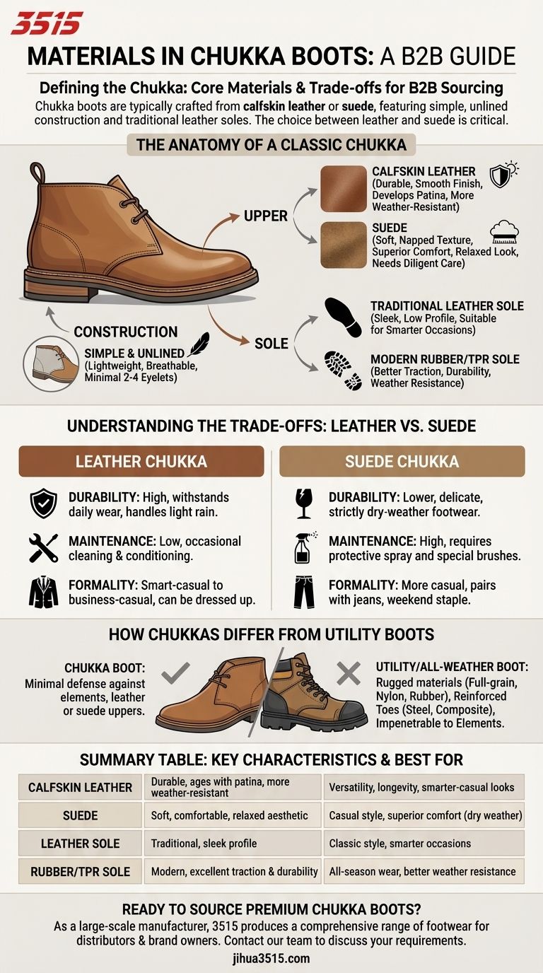 ¿Qué materiales se utilizan habitualmente en las botas chukka? Cuero vs. Ante Explicado Guía Visual