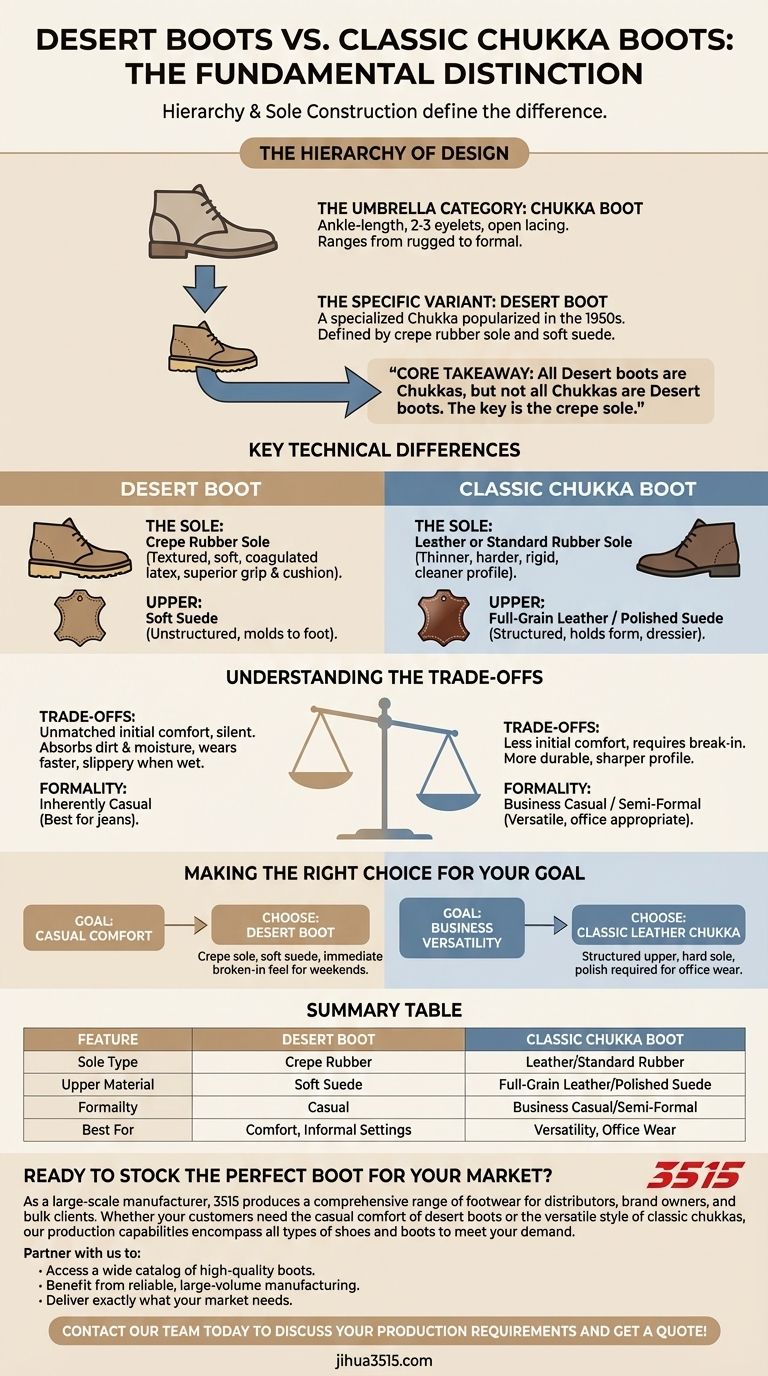 What distinguishes desert boots from chukka boots? The Sole & Formality Breakdown Visual Guide