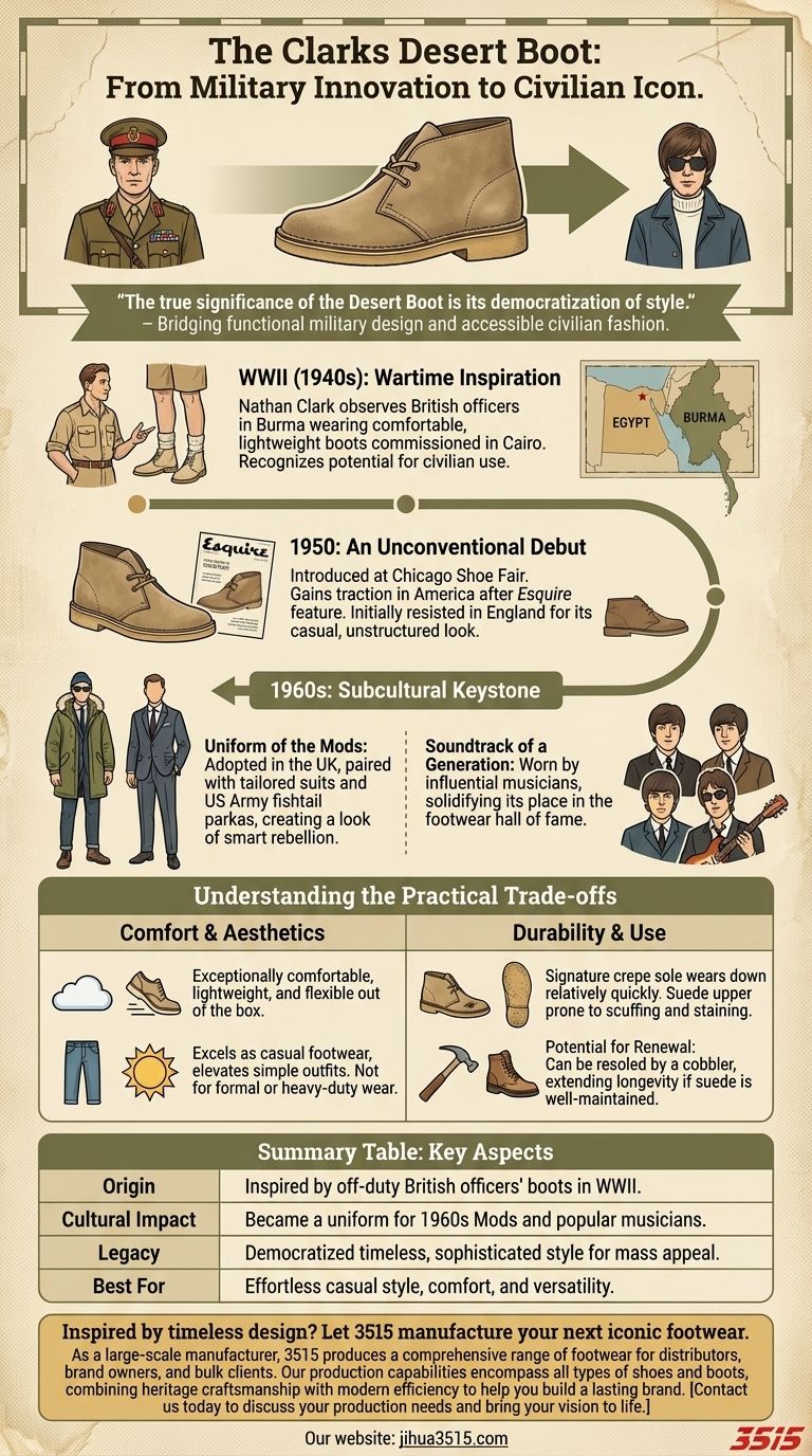 ¿Cuál fue la importancia histórica de las Clarks Desert Boot? De básico militar a icono de estilo Guía Visual