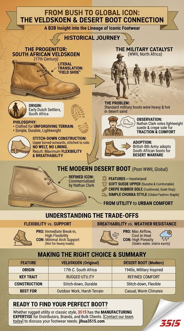 Was ist die Verbindung zwischen Desert Boots und südafrikanischem Schuhwerk? Vom Veldskoen zum globalen Symbol Visuelle Anleitung