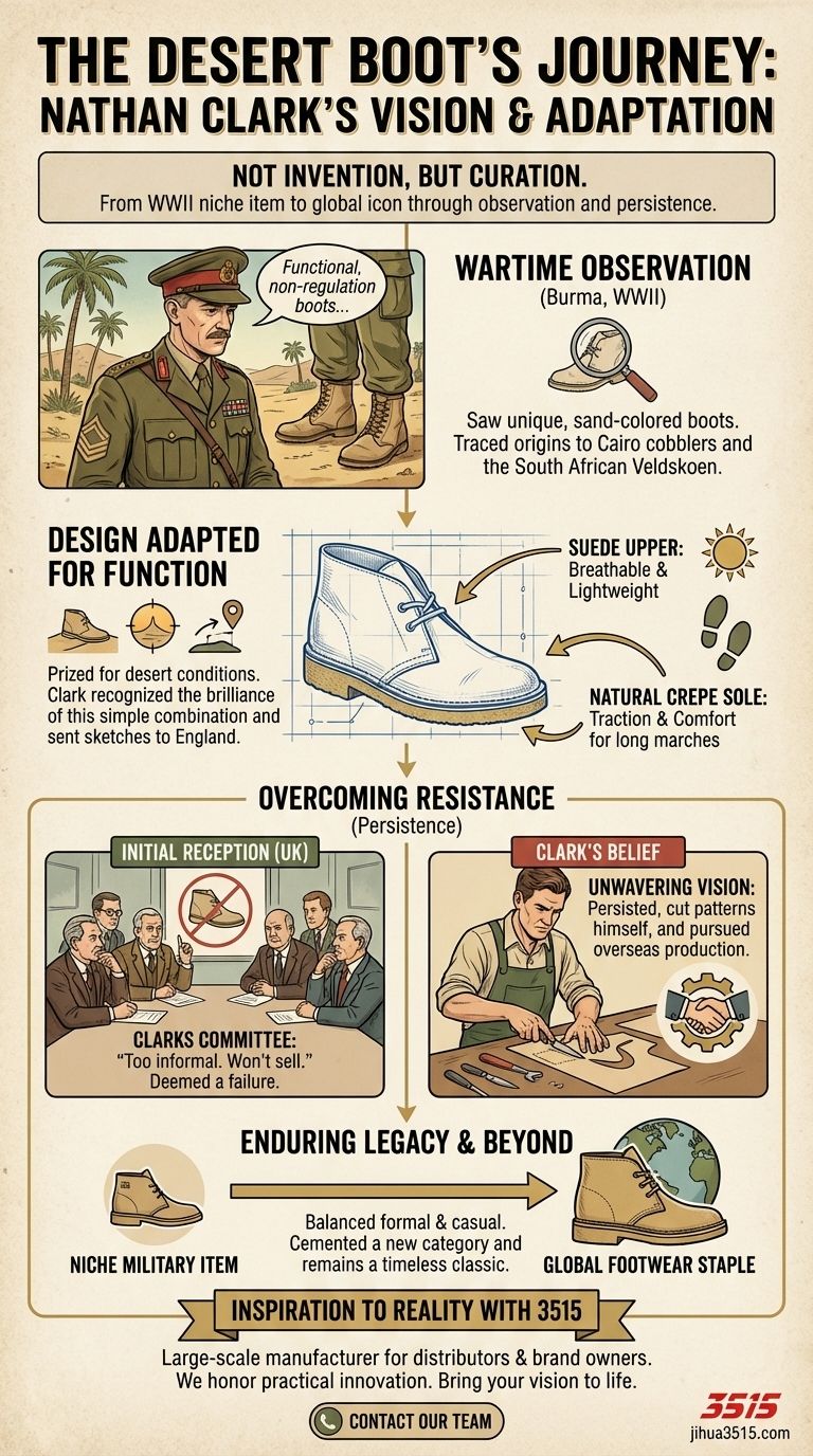 内森·克拉克（Nathan Clark）是如何为沙漠靴的发展做出贡献的？一个全球鞋履标志的故事 图解指南