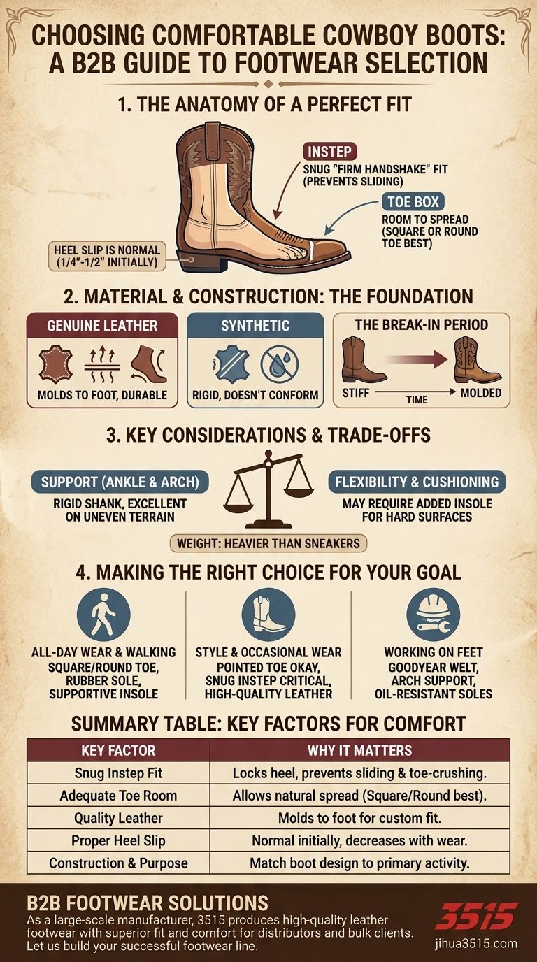 What tips can help in choosing cowboy boots that are good for foot comfort? Find Your Perfect Fit Visual Guide
