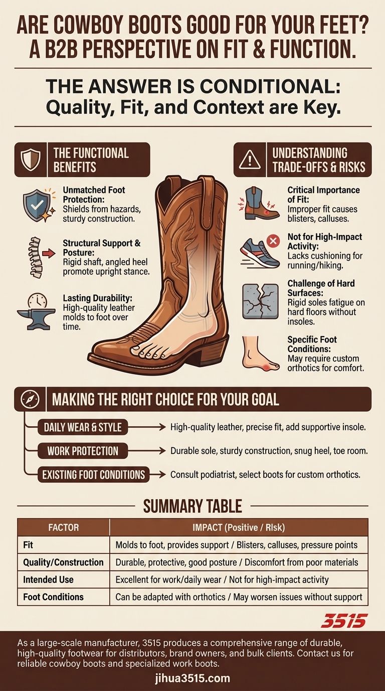 ¿Cuál es la conclusión general sobre si las botas de vaquero son buenas para los pies? Depende del ajuste, la calidad y el uso. Guía Visual