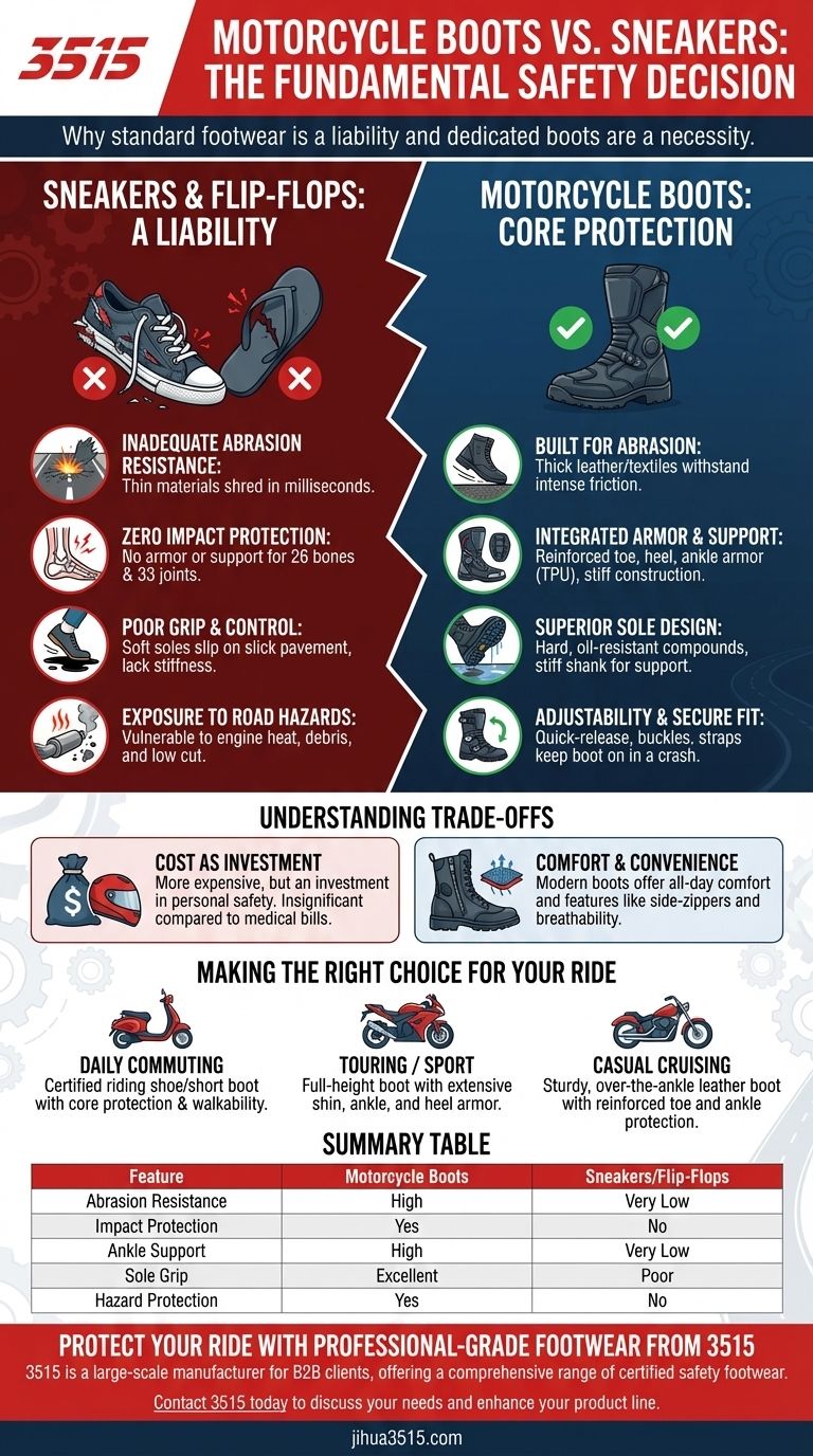 ما هي فوائد ارتداء أحذية الدراجات النارية مقارنة بالأحذية الرياضية أو الصنادل؟ حماية أساسية لكل سائق دليل مرئي