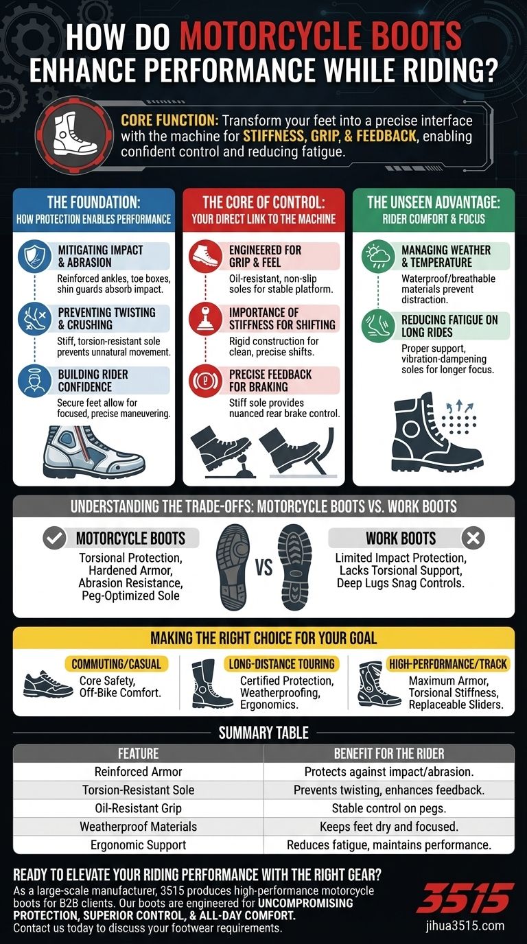 오토바이 부츠는 라이딩 중 퍼포먼스를 어떻게 향상시킬까요? 탁월한 제어력과 자신감 확보 시각적 가이드