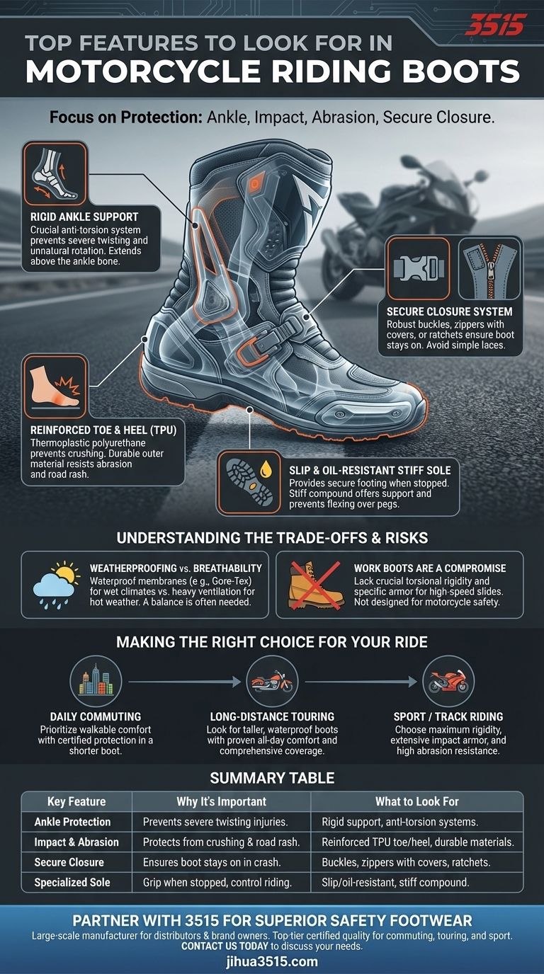 Quais são os principais recursos a serem procurados em botas de motociclismo? Priorize proteção e segurança do tornozelo Guia Visual