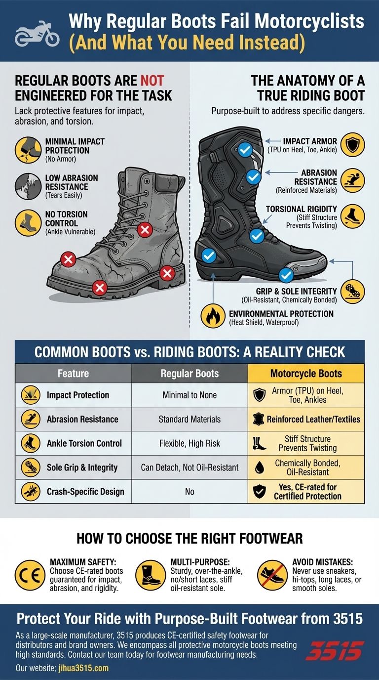 Pourquoi les bottes ordinaires ne sont-elles pas recommandées pour la moto ? Les lacunes critiques en matière de sécurité expliquées Guide Visuel