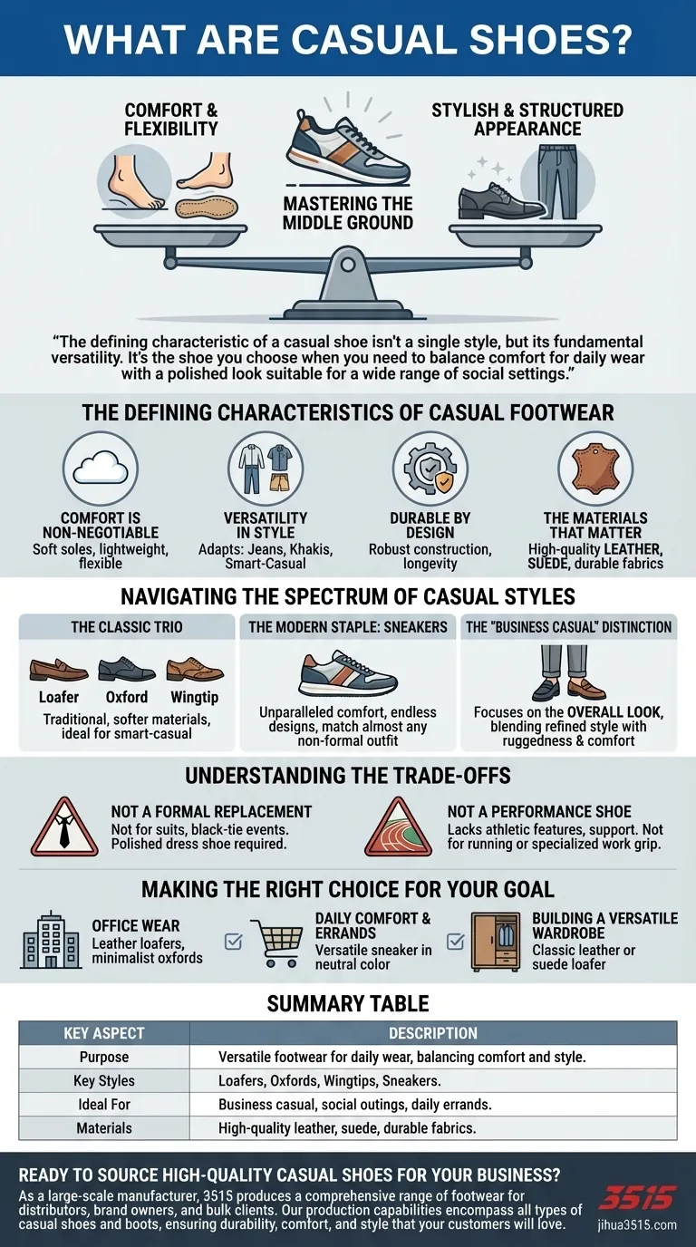 Cosa sono le scarpe casual? Padroneggia l'arte delle calzature versatili per tutti i giorni Guida Visiva