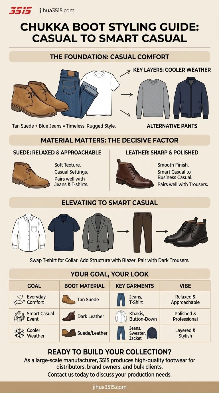 هل يمكنك وصف ملابس غير رسمية تتميز بأحذية تشوكا؟ أتقن الأناقة المتعددة الاستخدامات مع الزوج المثالي دليل مرئي