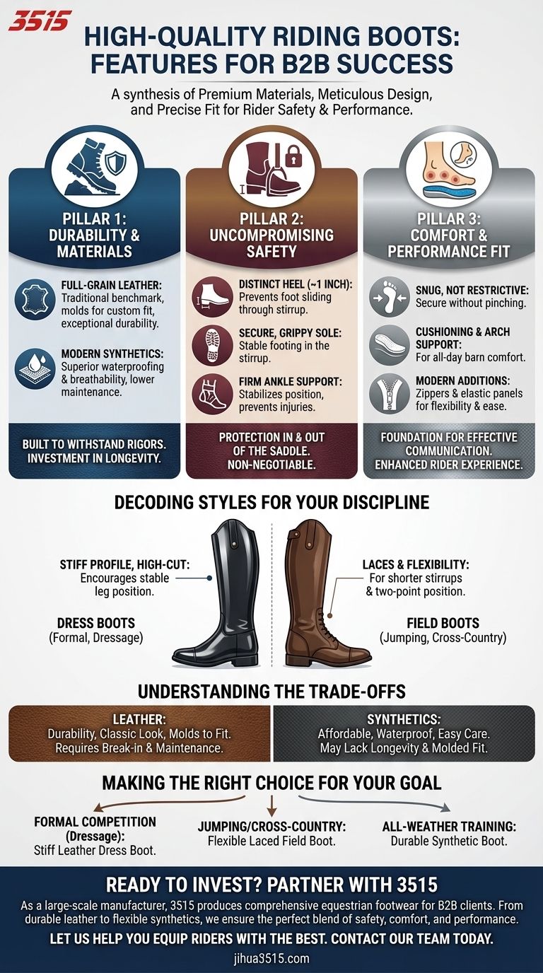 Quelles caractéristiques rechercher dans des bottes d'équitation de haute qualité ? Caractéristiques clés pour la sécurité et la performance Guide Visuel