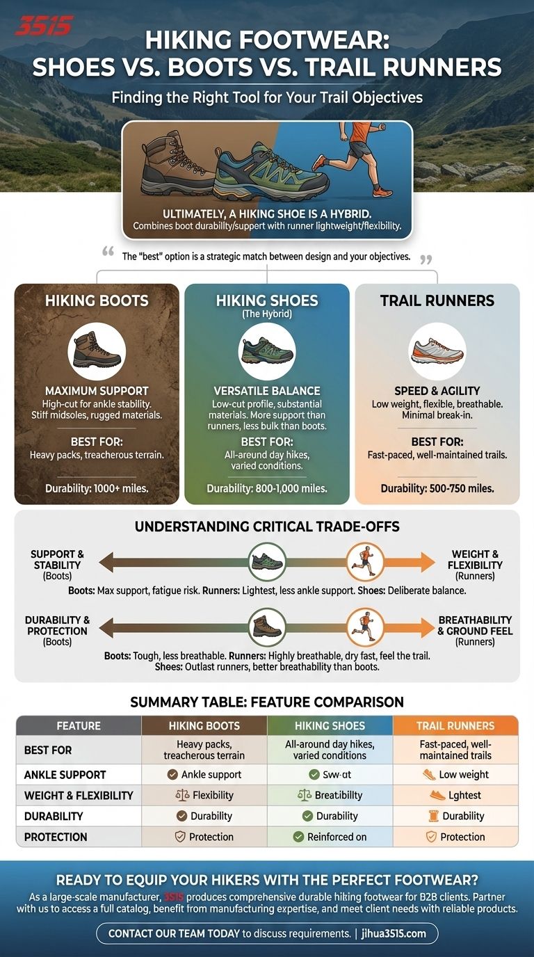 Cosa sono le scarpe da trekking e come si confrontano con gli scarponi e le scarpe da trail running? Trova le tue calzature da sentiero perfette Guida Visiva