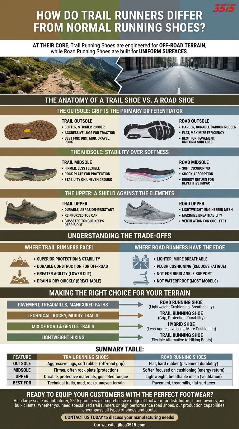 트레일 러닝화는 일반 러닝화와 어떻게 다른가요? 접지력, 보호력, 내구성 설명 시각적 가이드