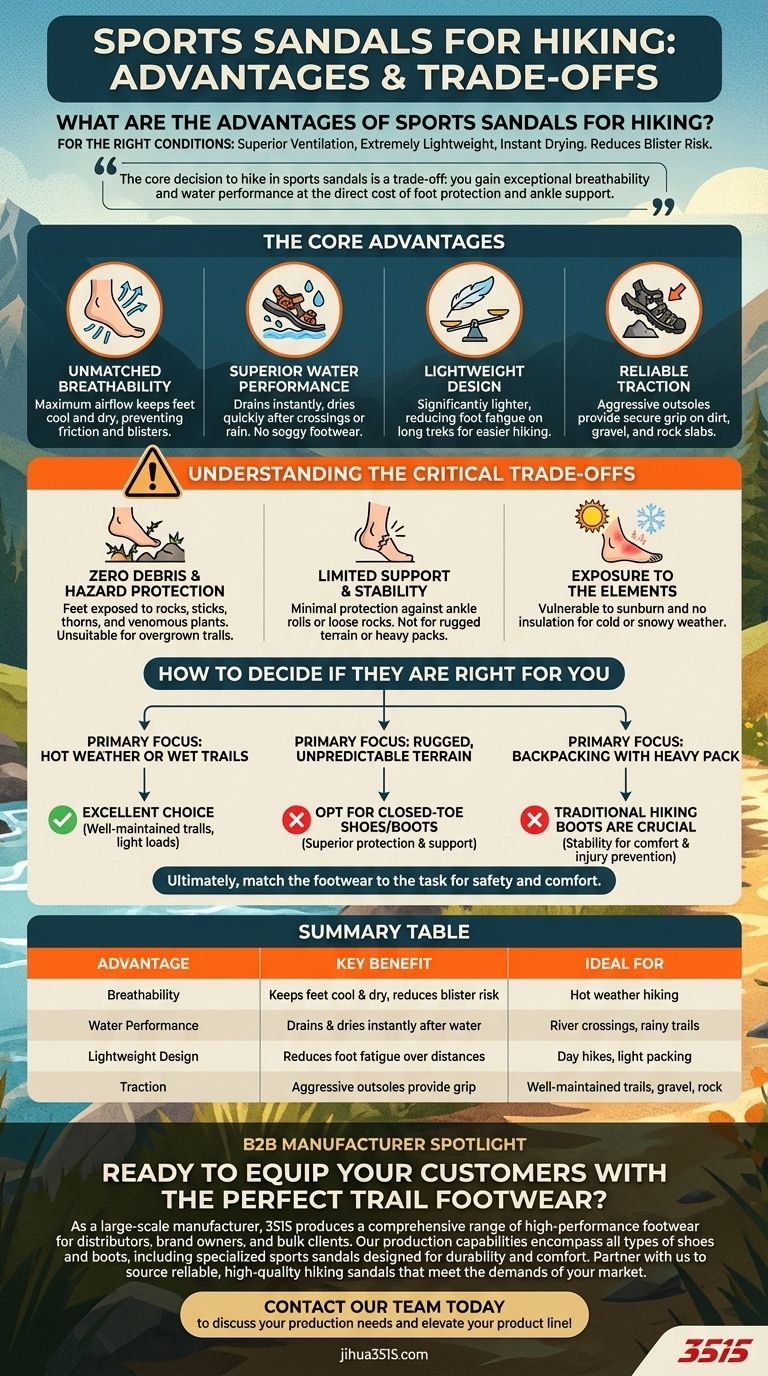 Quais são as vantagens das sandálias esportivas para caminhadas? Maximize o conforto em trilhas quentes e úmidas Guia Visual