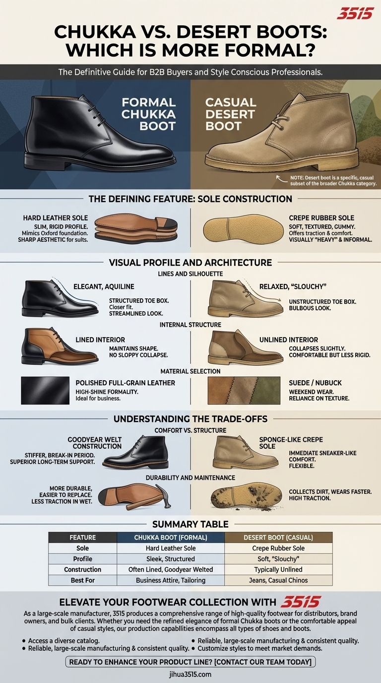 처카 부츠와 데저트 부츠 중 어떤 부츠가 더 격식 있는 것으로 간주되나요? 비즈니스 및 캐주얼 신발의 결정판 가이드 시각적 가이드