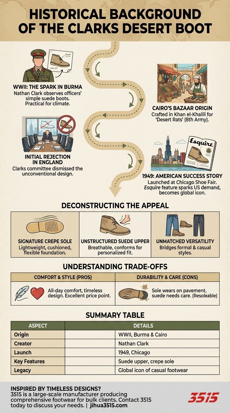 What is the historical background of the Clarks Desert Boot? From WWII Inspiration to Style Icon Visual Guide