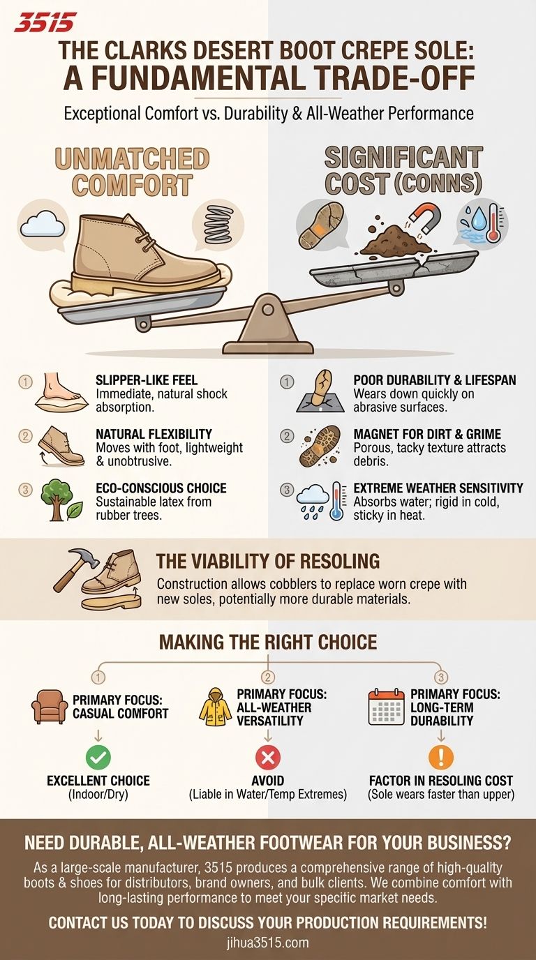 Quali sono i pro e i contro della suola in crêpe sugli stivali Clarks Desert Boot? Una guida al comfort impareggiabile rispetto alla durata Guida Visiva