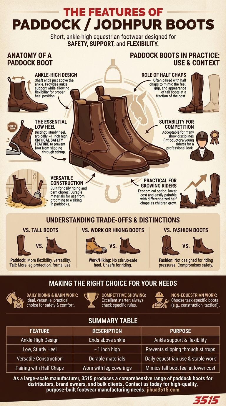 Quali sono le caratteristiche degli stivali da paddock o jodhpur? Spiegazione delle calzature equestri essenziali Guida Visiva