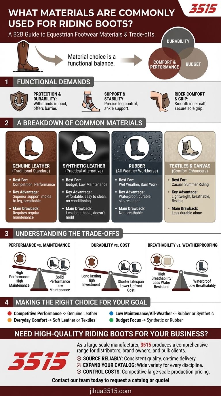 ¿Qué materiales se utilizan comúnmente para las botas de equitación? Elija el material adecuado para su estilo de equitación Guía Visual