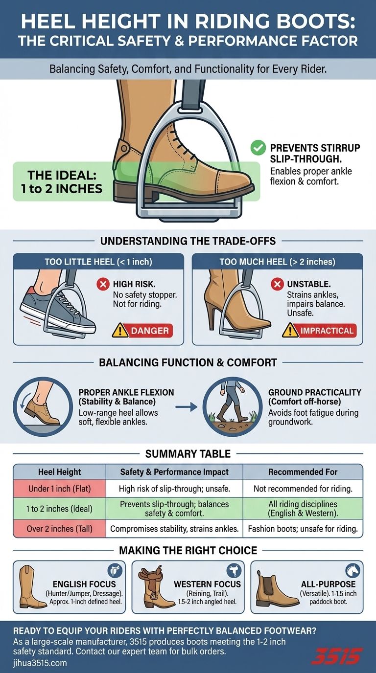 What should be considered regarding heel height in riding boots? A Guide to Safety & Performance Visual Guide