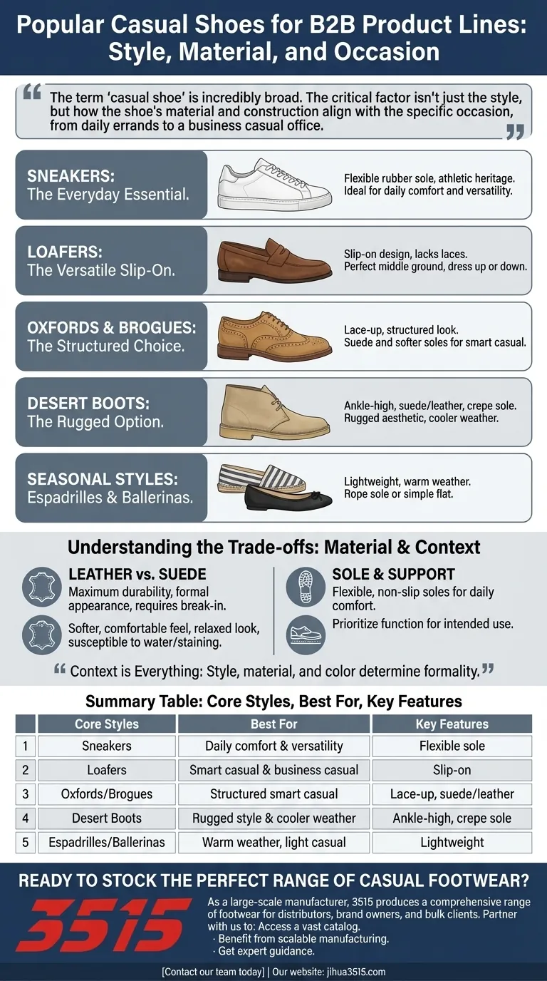 Quels sont les types de chaussures décontractées populaires ? Un guide pour choisir le bon style pour chaque occasion Guide Visuel