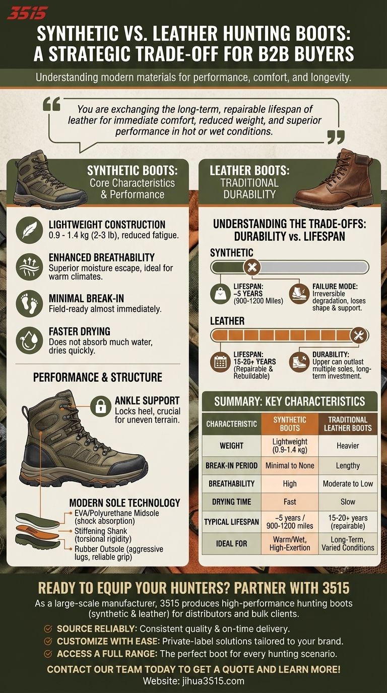 Quali sono le caratteristiche degli scarponi da caccia sintetici? Leggeri, traspiranti e pronti all'uso Guida Visiva