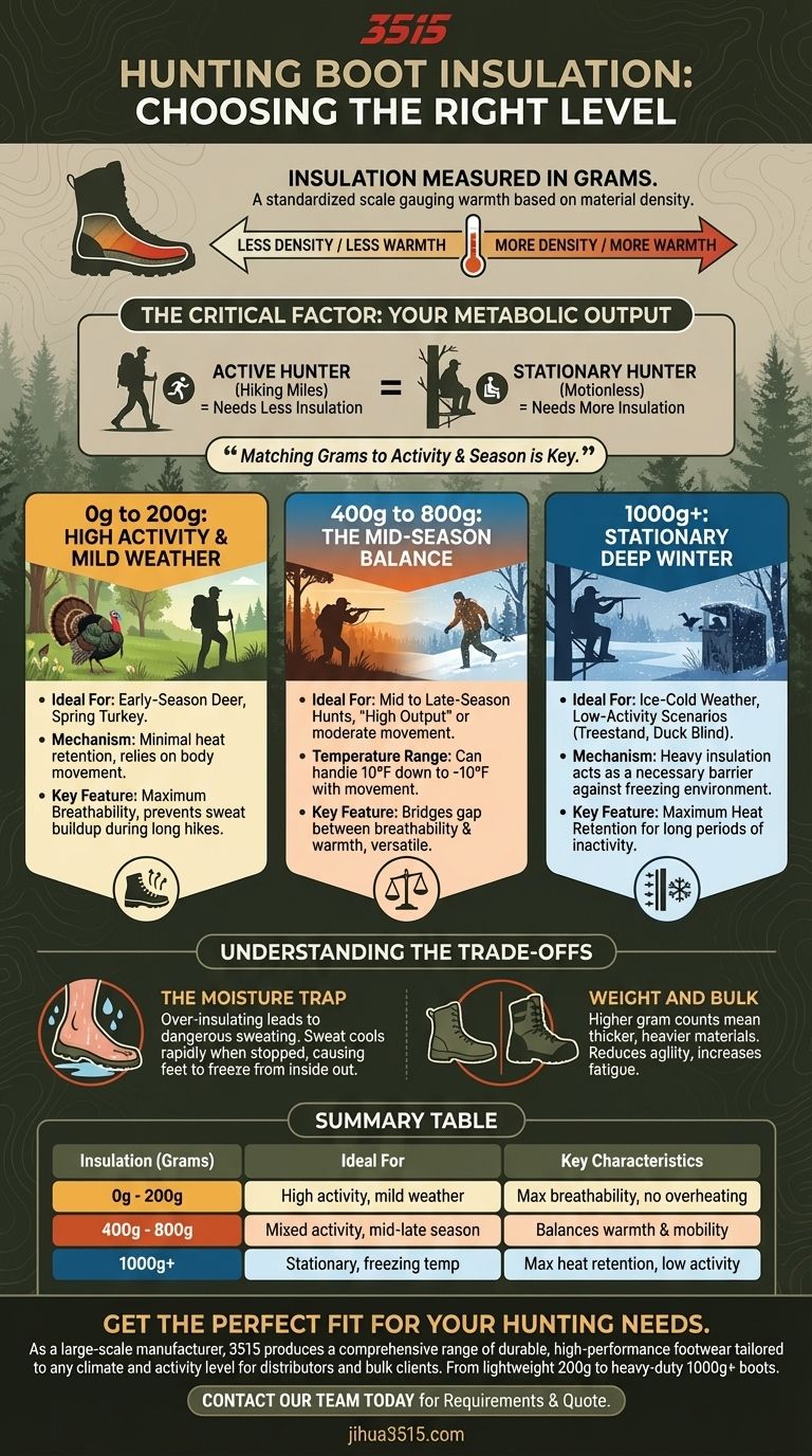 다양한 사냥 조건에 권장되는 단열 수준은 무엇인가요? 사냥에 맞는 부츠 선택하기 시각적 가이드
