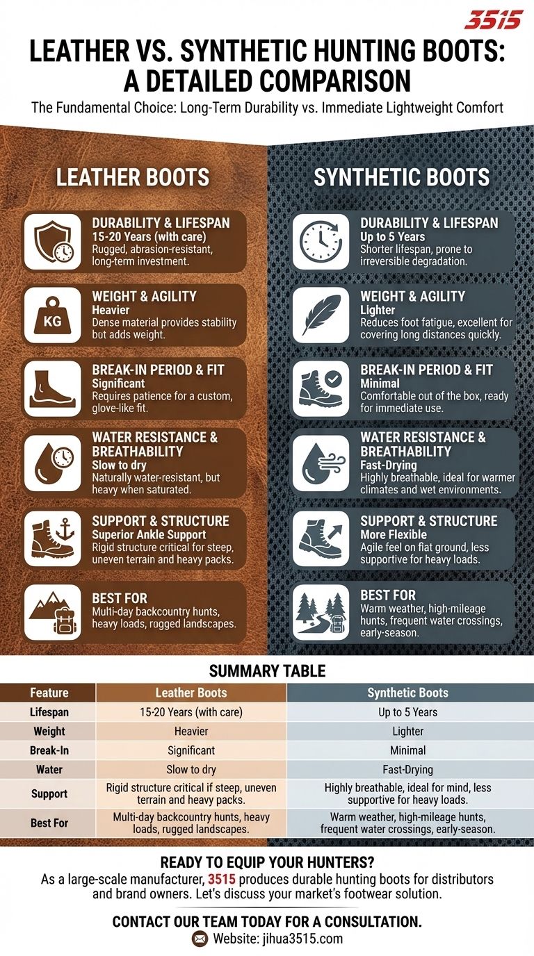 Quali sono le differenze tra scarponi da caccia in pelle e sintetici? Scegli lo scarpone giusto per la tua caccia Guida Visiva