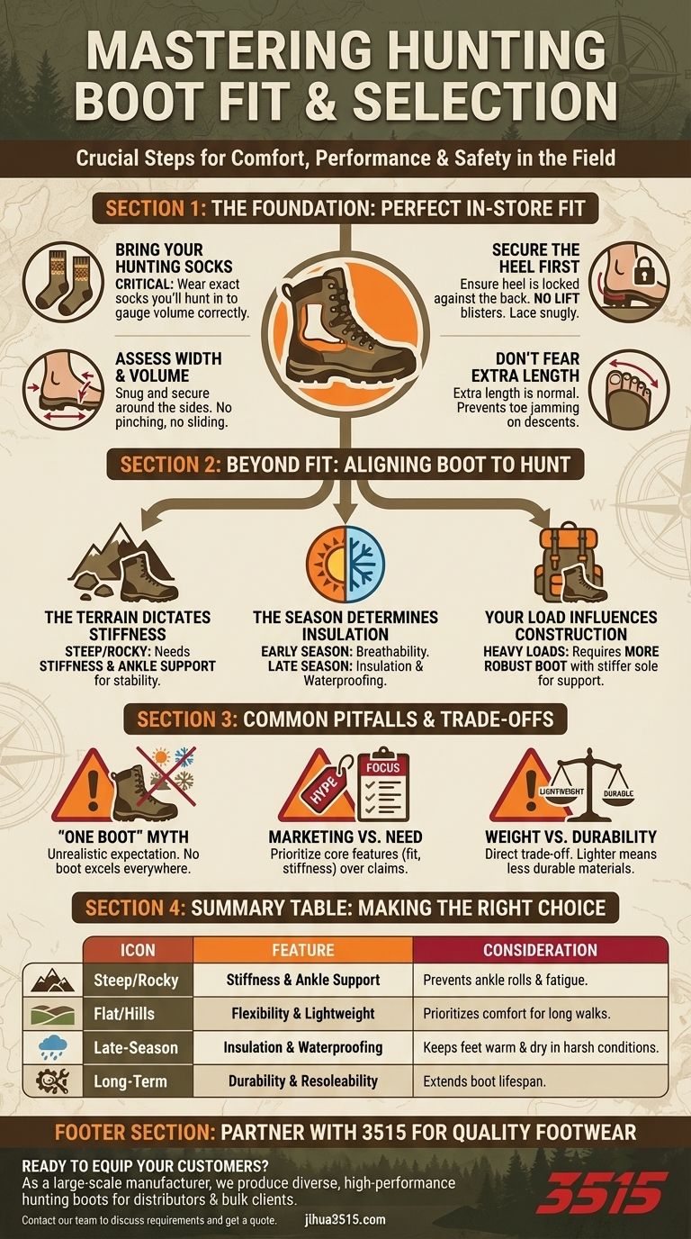 Que doivent considérer les chasseurs lors de l'essayage de bottes de chasse ? Assurer confort et performance sur tous les terrains Guide Visuel