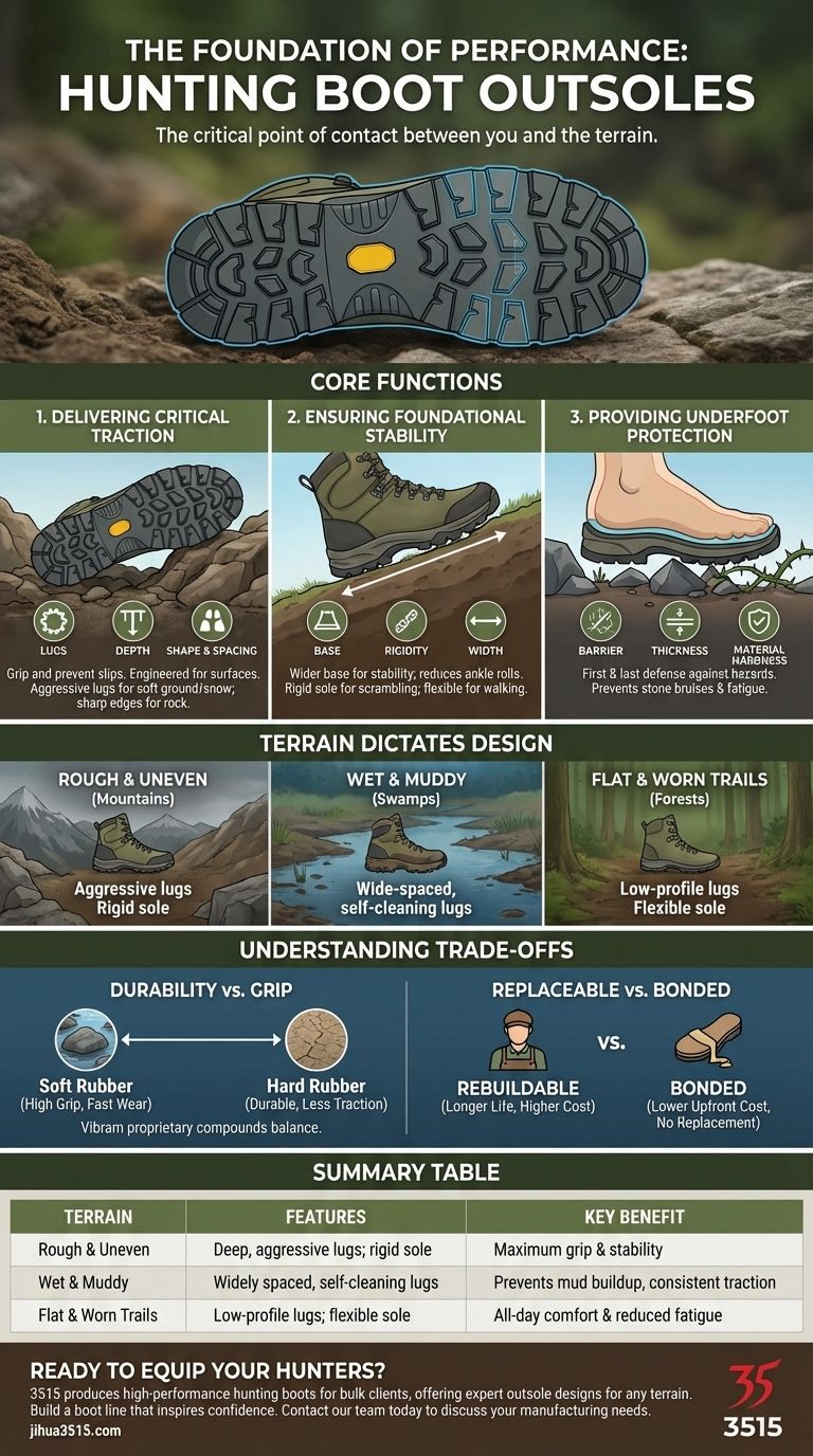ハンティングブーツのアウトソールは、そのパフォーマンスにどのように貢献しますか？ 地形に合った適切なトラクションを選びましょう ビジュアルガイド