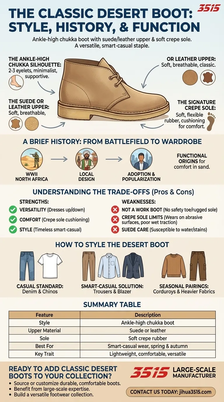 Qu'est-ce qu'une desert boot et quand est-elle généralement portée ? Le guide ultime des chaussures smart-casual Guide Visuel