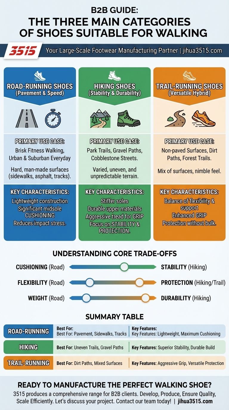 Каковы основные категории обуви, подходящей для ходьбы? Найдите идеальную пару для любой местности Визуальное руководство